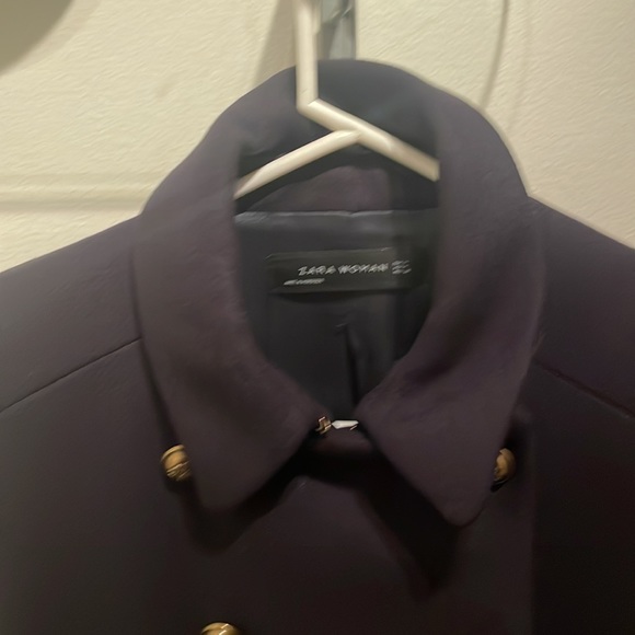 Zara wool coat in medium dark blue - Picture 7 of 16